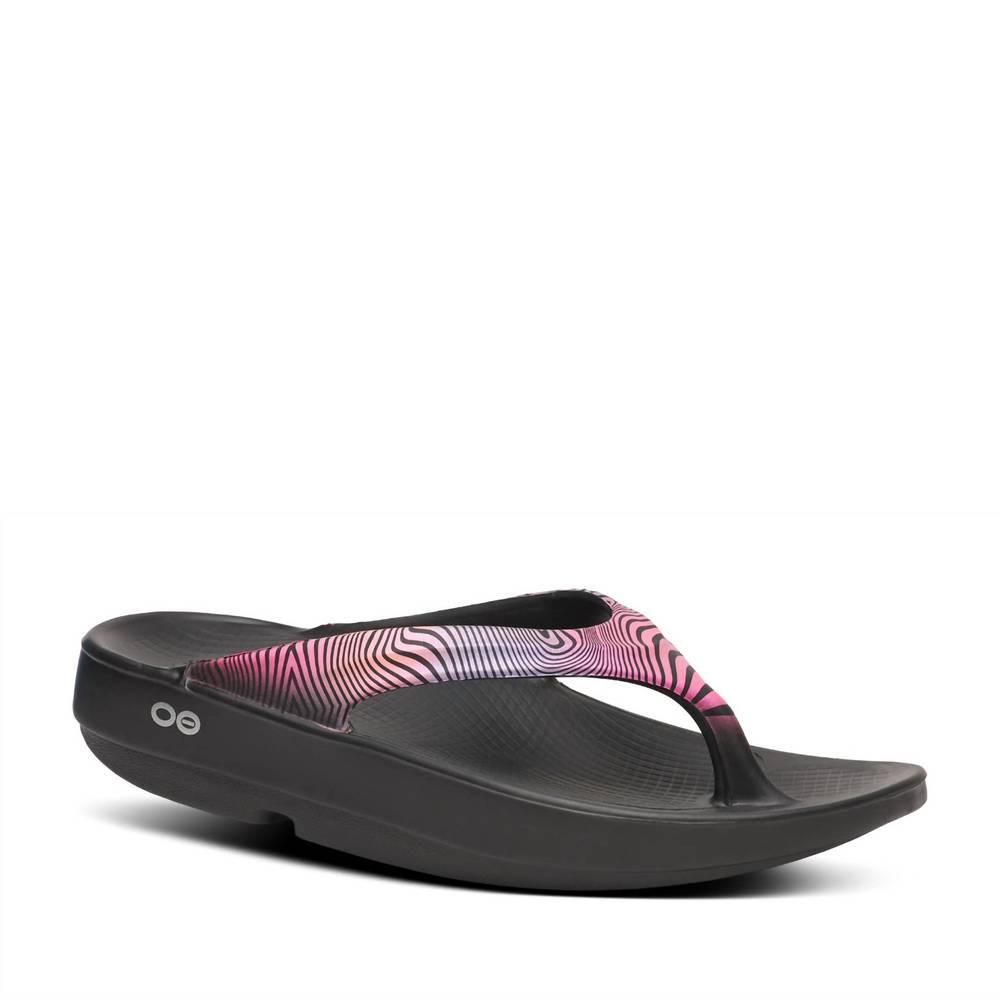 NEW OOFOS women's oolala limited sandal in disco zebra - Picture 5 of 8